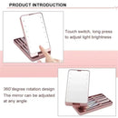 LED Mirror with 14pcs Travel Makeup Brush Set Foundation Powder Concealers Eye Shadows Makeup Set Makeup Mirror Portable Travel