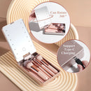 LED Mirror with 14pcs Travel Makeup Brush Set Foundation Powder Concealers Eye Shadows Makeup Set Makeup Mirror Portable Travel